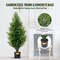2 Pieces Artificial Cedar Topiary Trees Tall Faux Evergreen Plants in Pots for Indoor Outdoor